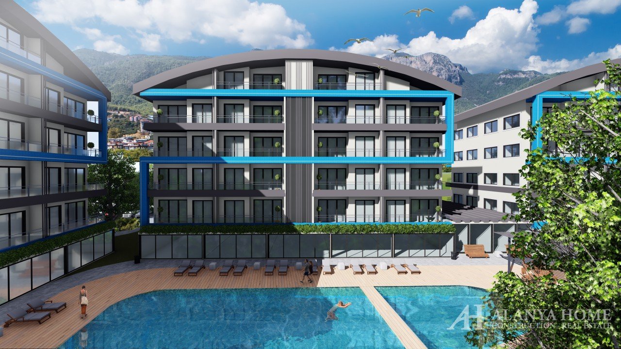 Exodus Residence Mahmutlar Alanya Antalya تركيا شراء بيع عقارات شقة مؤثثة بغرفة نوم واحدة في مخطط تق